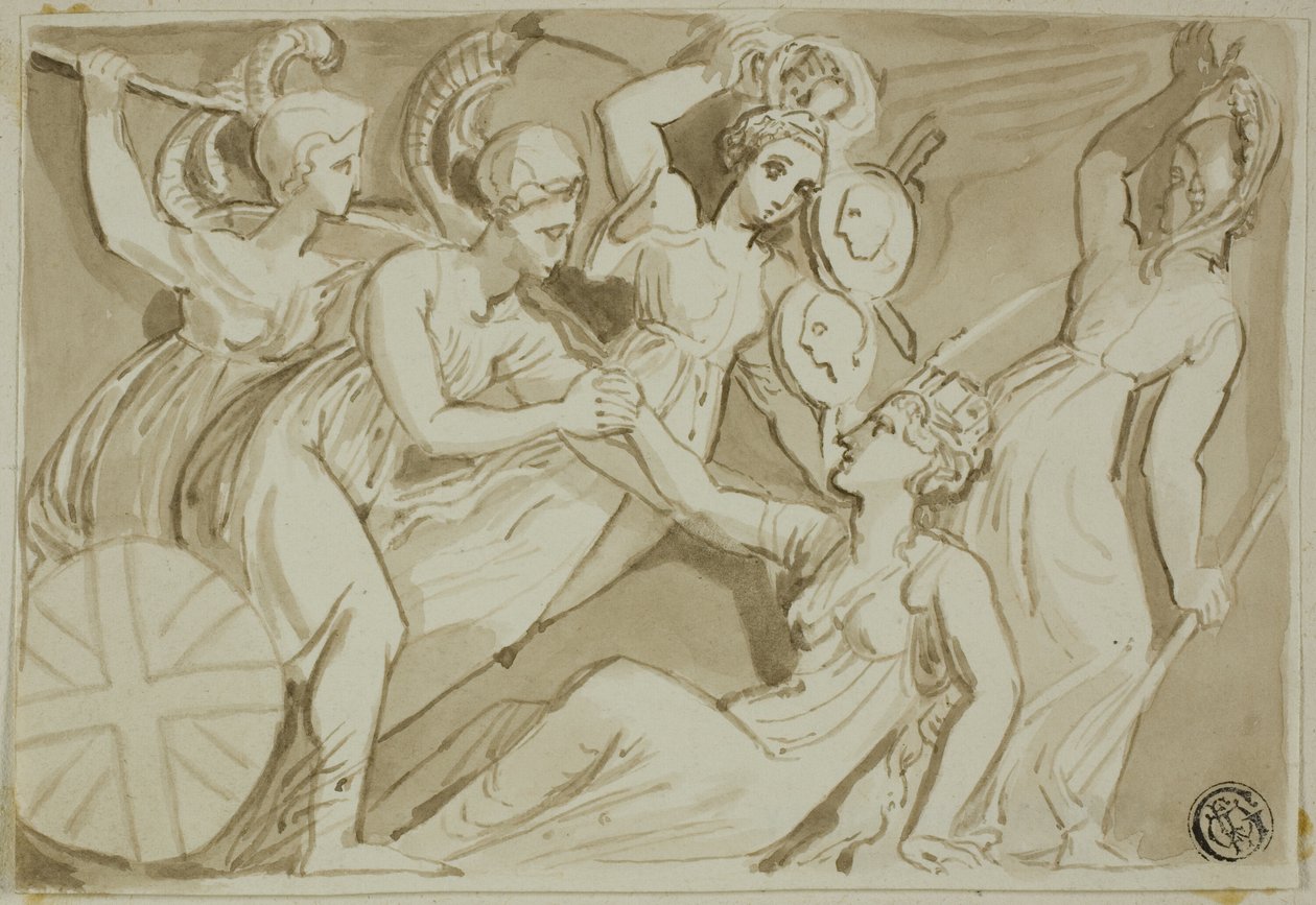 Vrouwelijke Krijgers die Britannia te Hulp Komen door Thomas Stothard