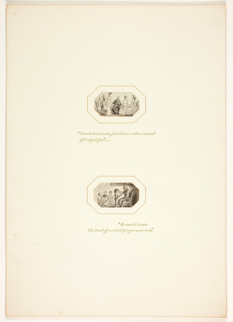 Studie voor een plaat uit De taak door Thomas Stothard