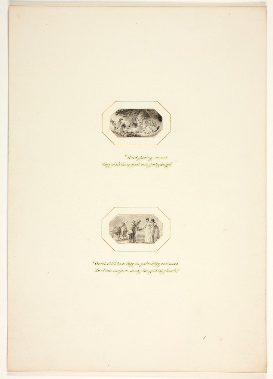 Studie voor een plaat uit „The Task” door Thomas Stothard