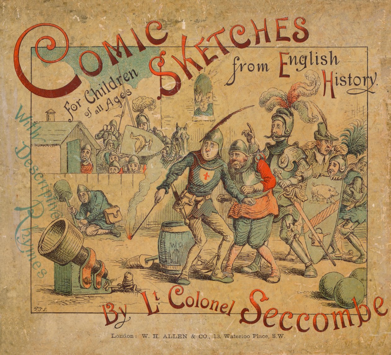 Komische schetsen uit de Engelse geschiedenis omslag, ca. 1884 door Thomas Strong Seccombe
