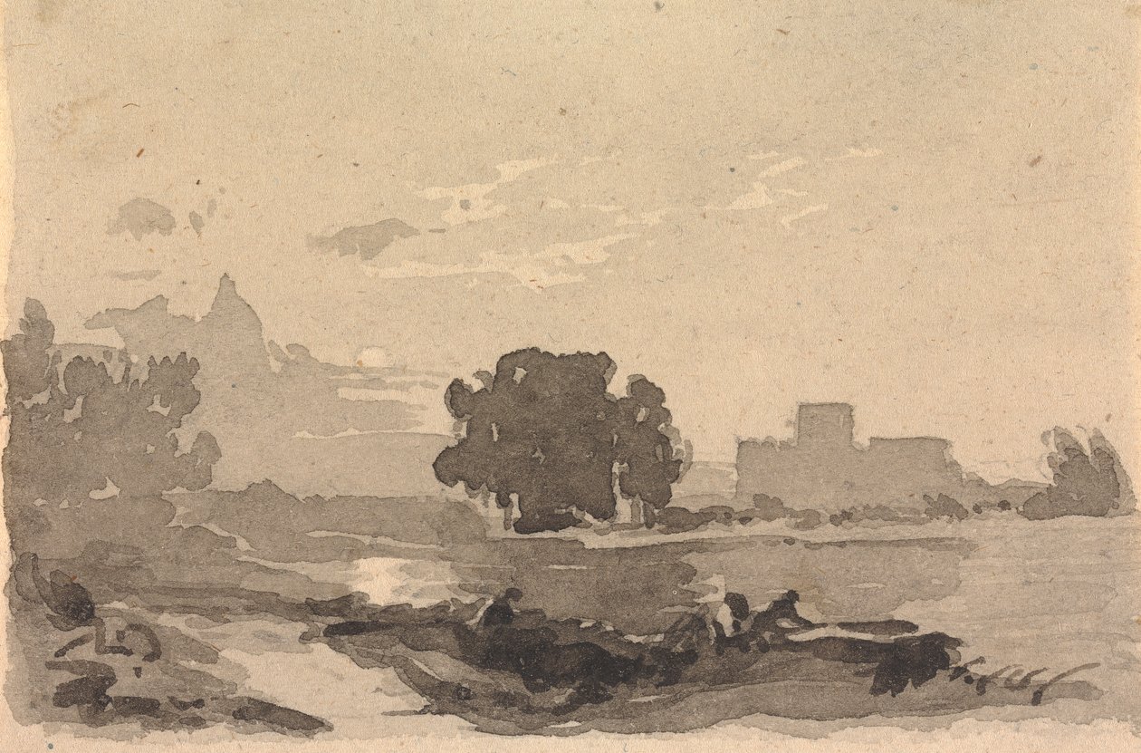 Landschap met kasteel op de achtergrond door Thomas Sully