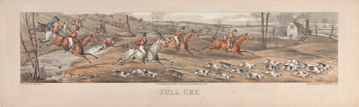 Een set van vier: Full Cry. Londen, uitgegeven door Thos. McLean, 1824 door Thomas Sutherland