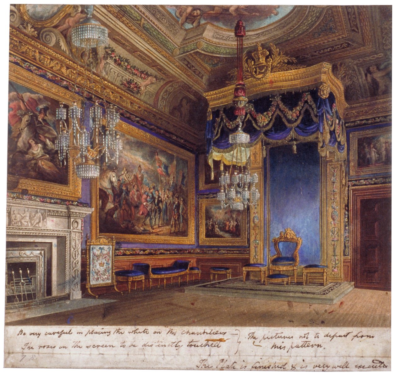 Interieur van de audiëntiekamer van de koning in Windsor Castle, Berkshire, 1818 door Thomas Sutherland