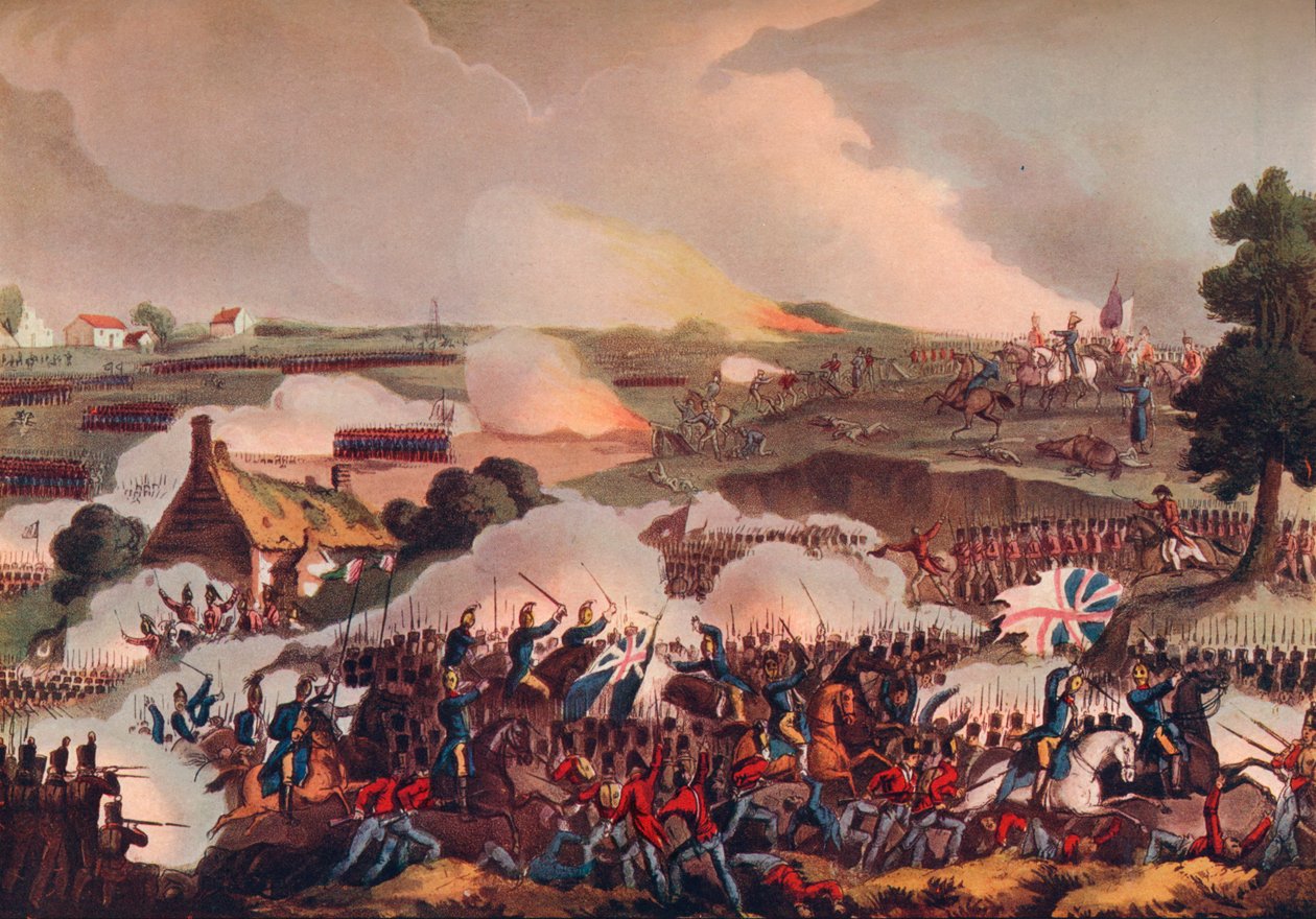 Het centrum van het Britse leger in actie bij de Slag bij Waterloo, 19e eeuw, 1909 door Thomas Sutherland