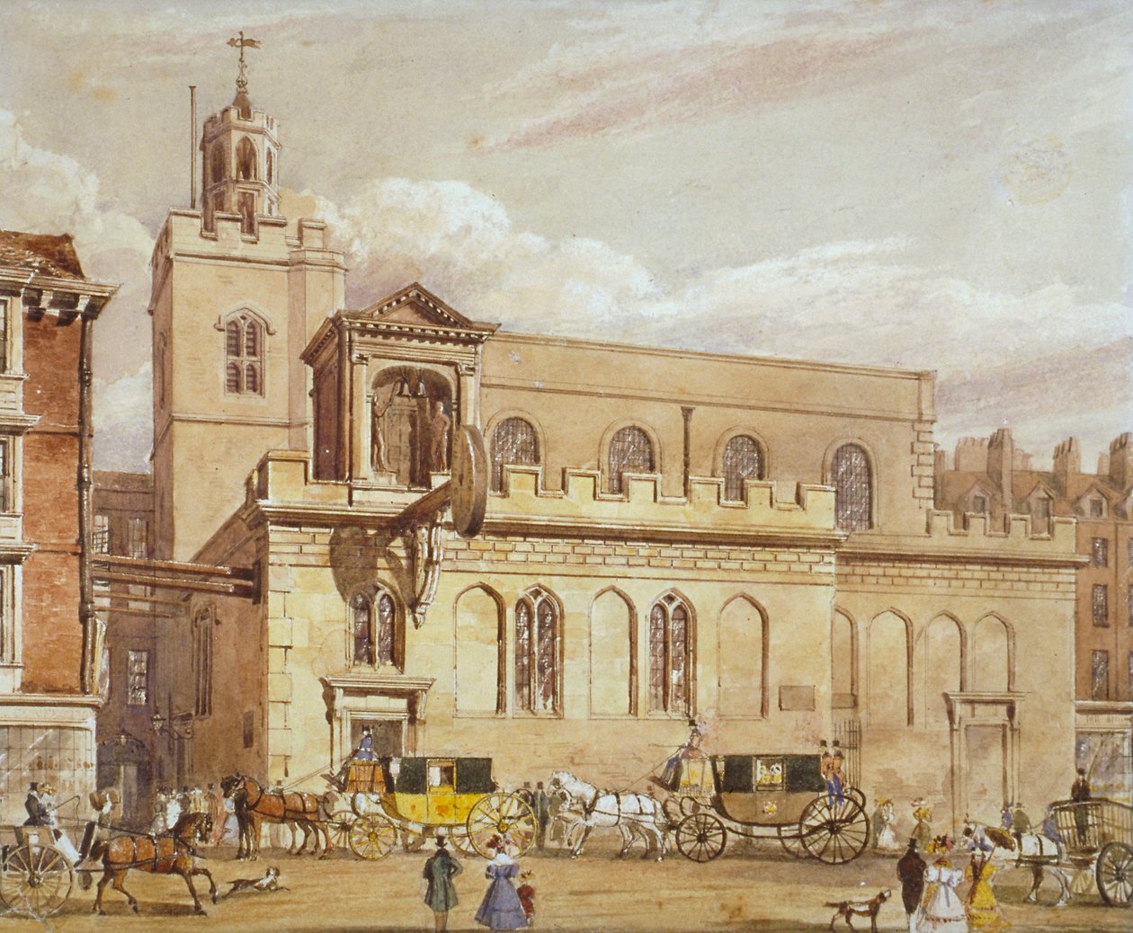 Kerk van St Dunstan in het Westen, Fleet Street, City of London, 1827 door Thomas Talbot Bury