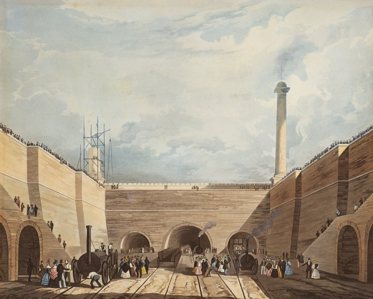 Ingang van de spoorweg bij Edge Hill, Liverpool, gegraveerd door H. Pyall door Thomas Talbot Bury