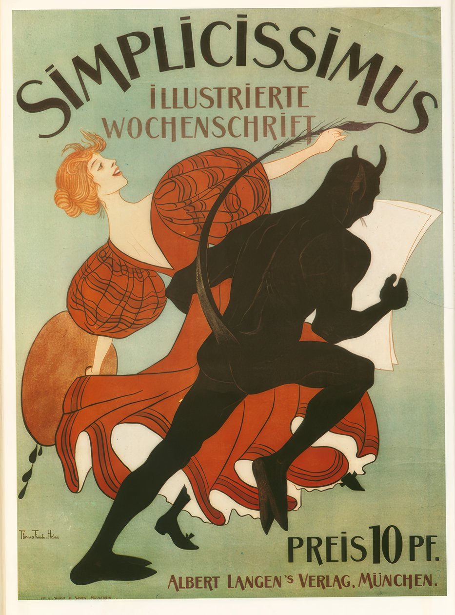 "Simplicissimus" / Thomas Theodor Heine / Kleurenlithografie, 1919 door Thomas Theodor Heine