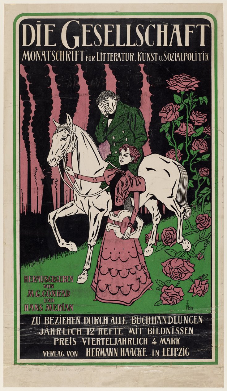 Reclameposter voor het tijdschrift Die Gesellschaft door Thomas Theodor Heine
