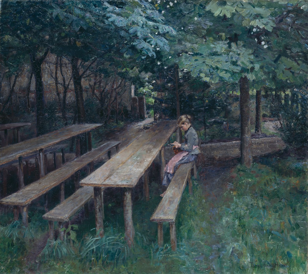 Biertuin in Dachau door Thomas Theodor Heine