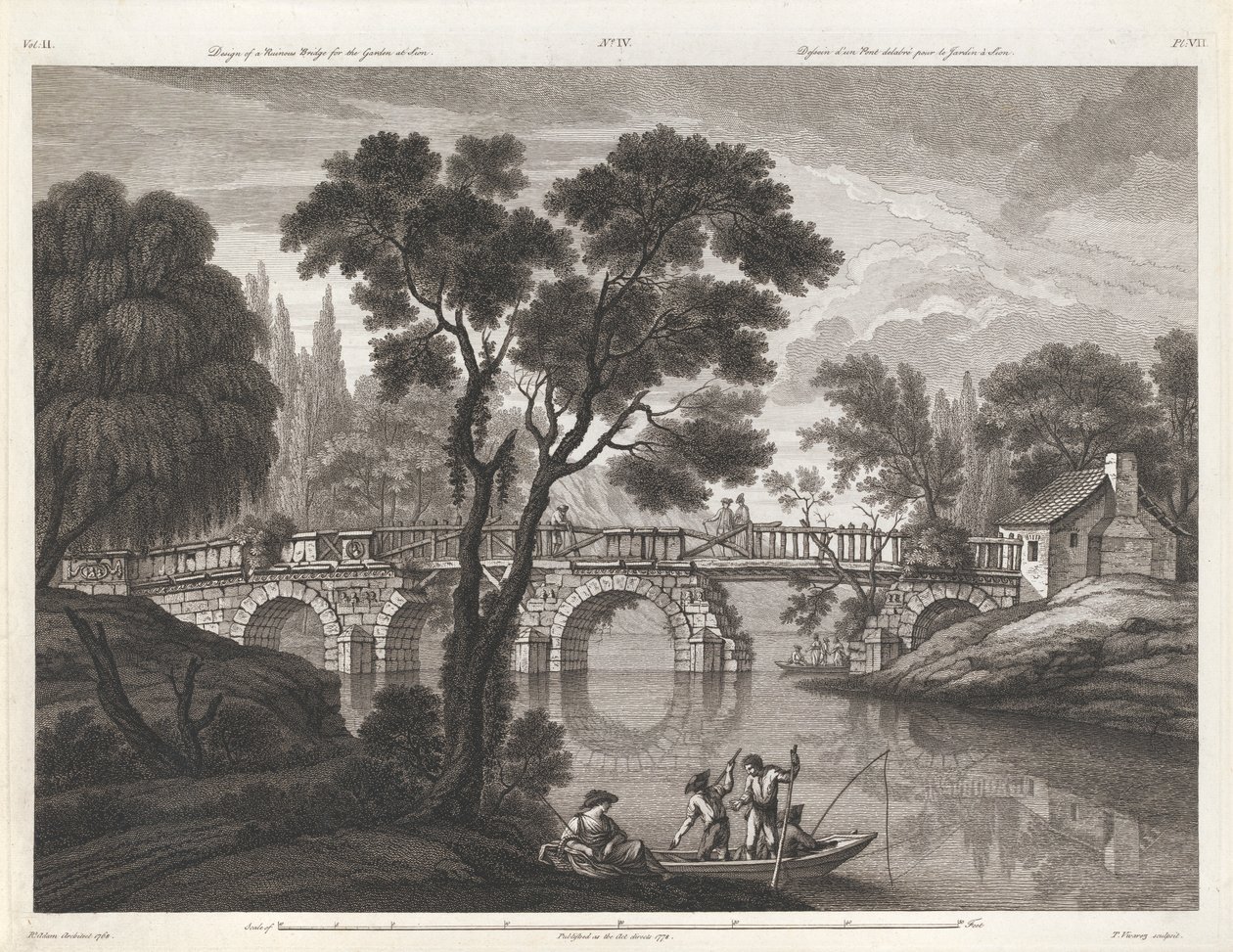 Ontwerp van een Vervallen Brug voor de Tuin bij Sion door Thomas Vivares
