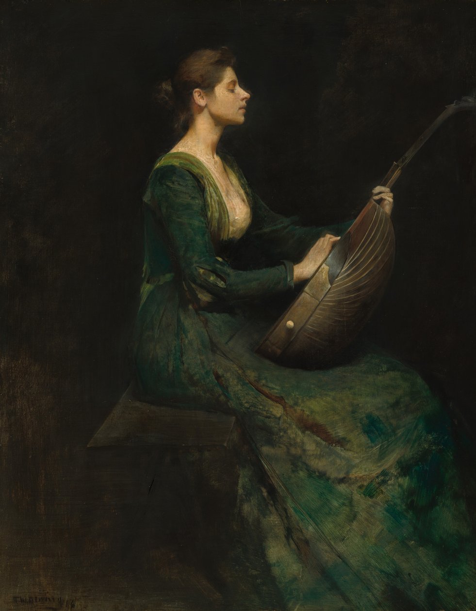 Dame met een Luit, 1886 door Thomas Wilmer Dewing
