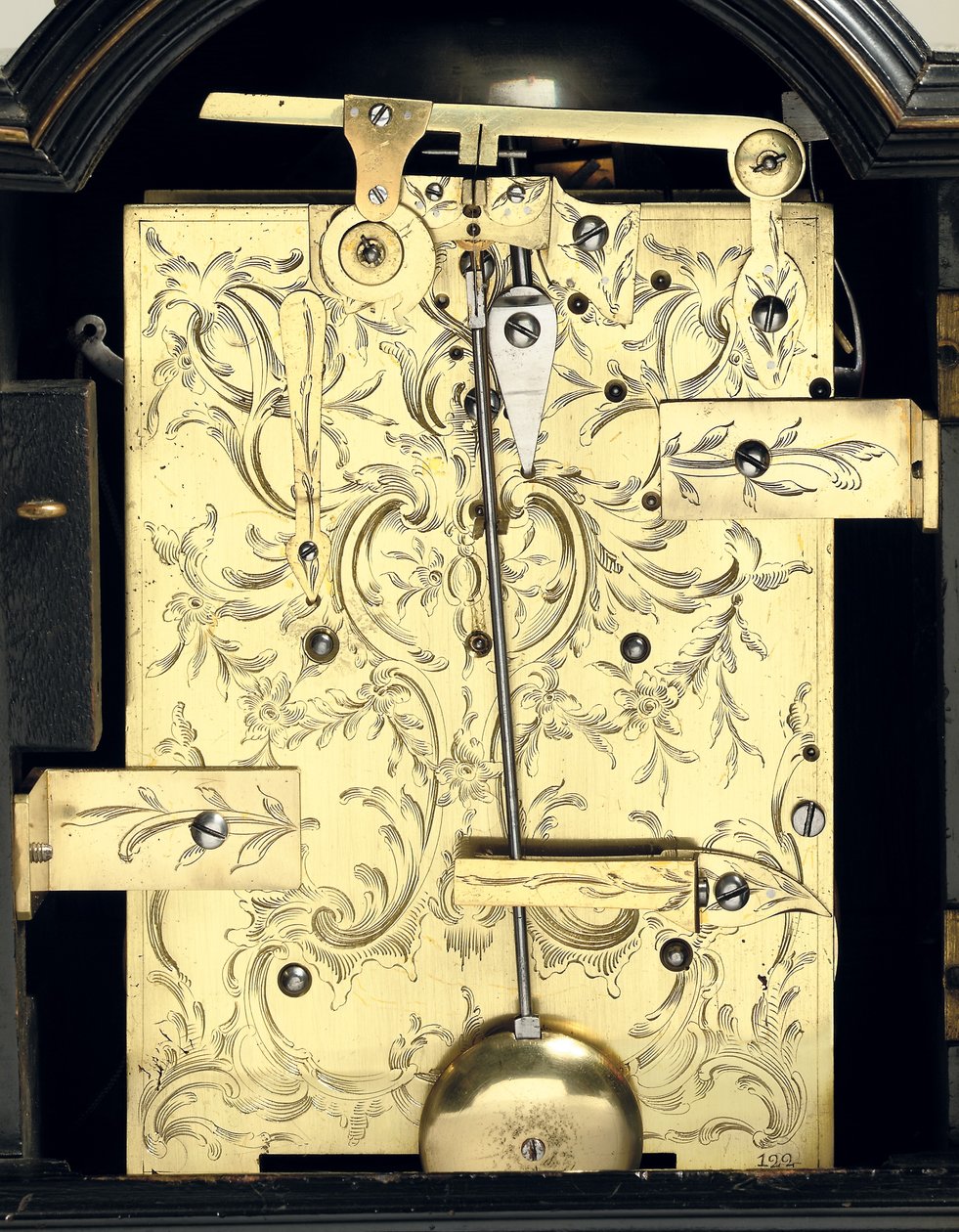 Detail van een George III slag tafelklok, ca. 1770 door Thomas Wagstaff or Wagstaffe