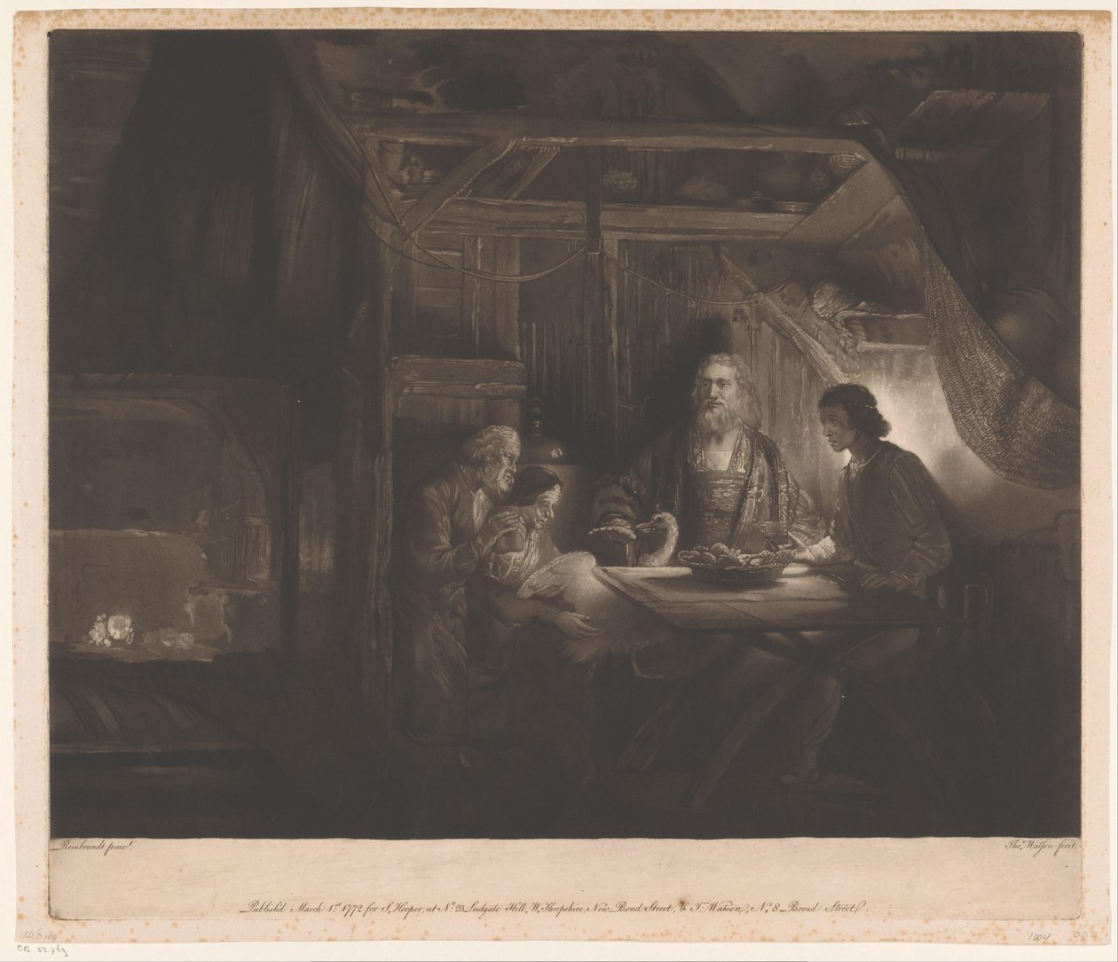 Jupiter en Mercurius in het huis van Philemon en Baucis door Thomas Watson