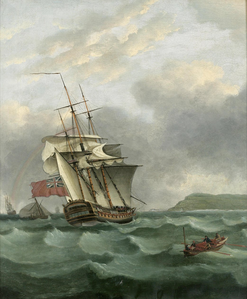 HMS Winterton nadert Dover, door Thomas Whitcombe door Thomas Whitcombe