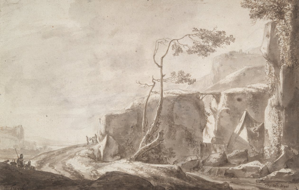Rotsachtig Landschap met een Stroom door Thomas Wijck