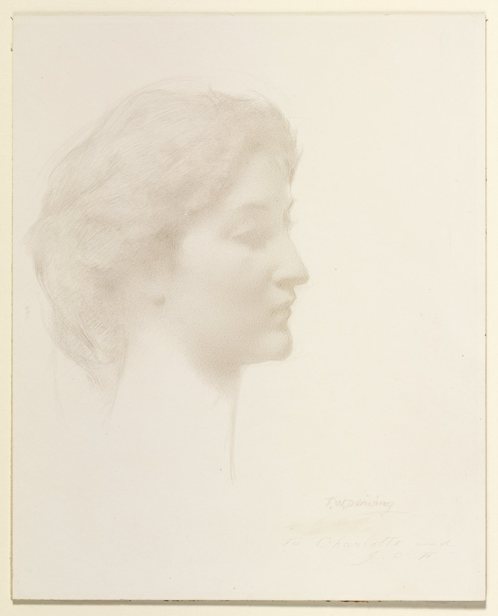 Hoofd van een meisje door Thomas Wilmer Dewing