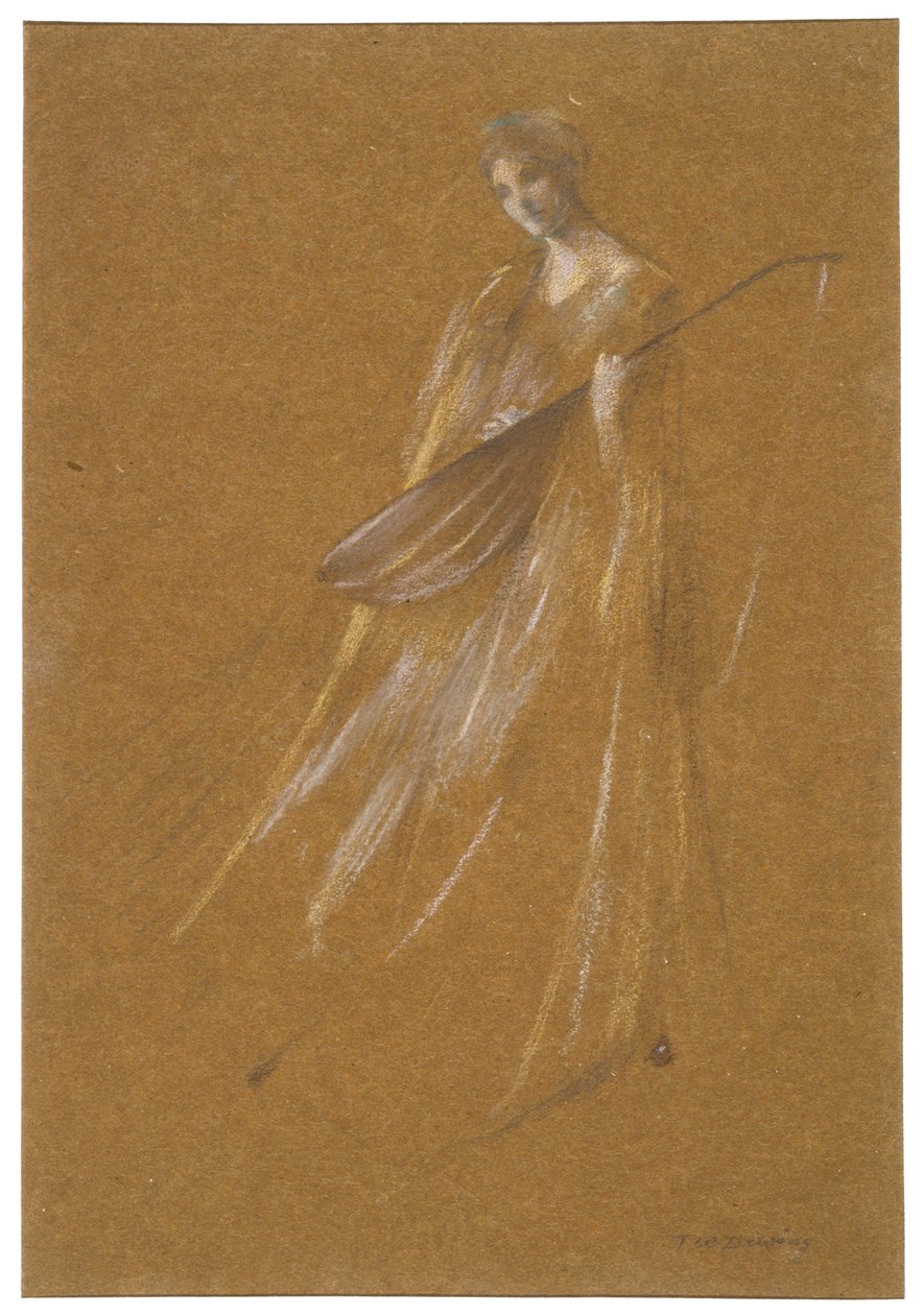 Dame mit Laute door Thomas Wilmer Dewing