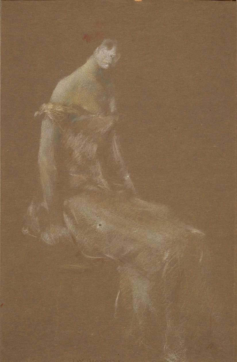 Portret van een Dame in Roze #3 door Thomas Wilmer Dewing