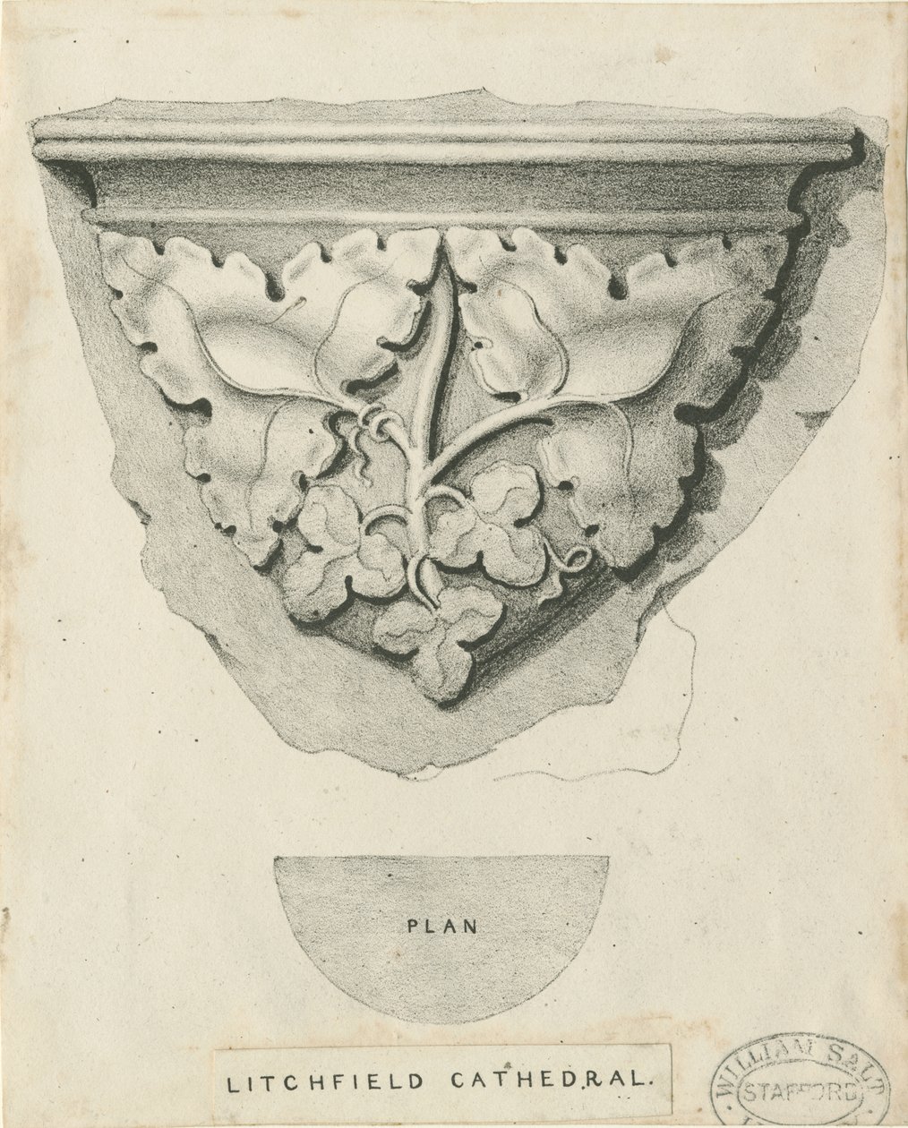 Interieur van Lichfield Kathedraal - Gesneden Bladwerk door Thomas Witlam Atkinson