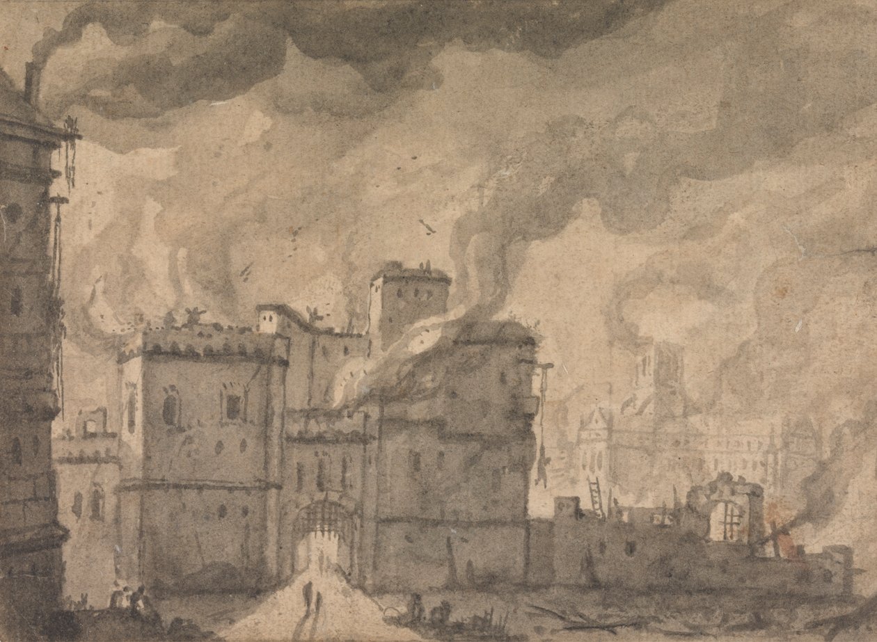 Newgate Prison, de brand van Londen door Thomas Wyck