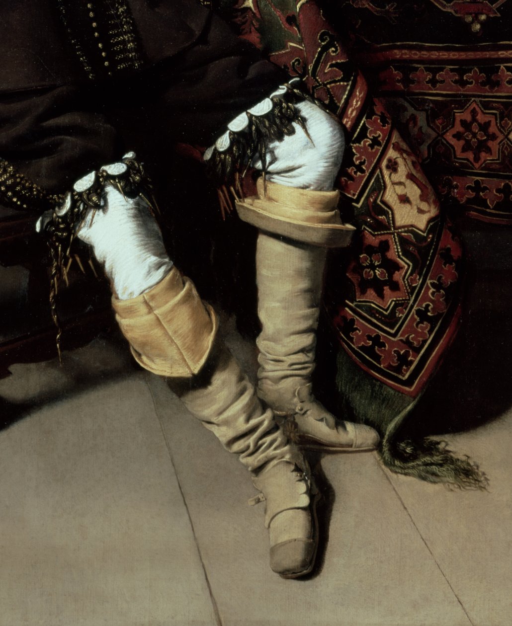 Constantijn Huygens en zijn klerk (detail) door Thomas de Keyser