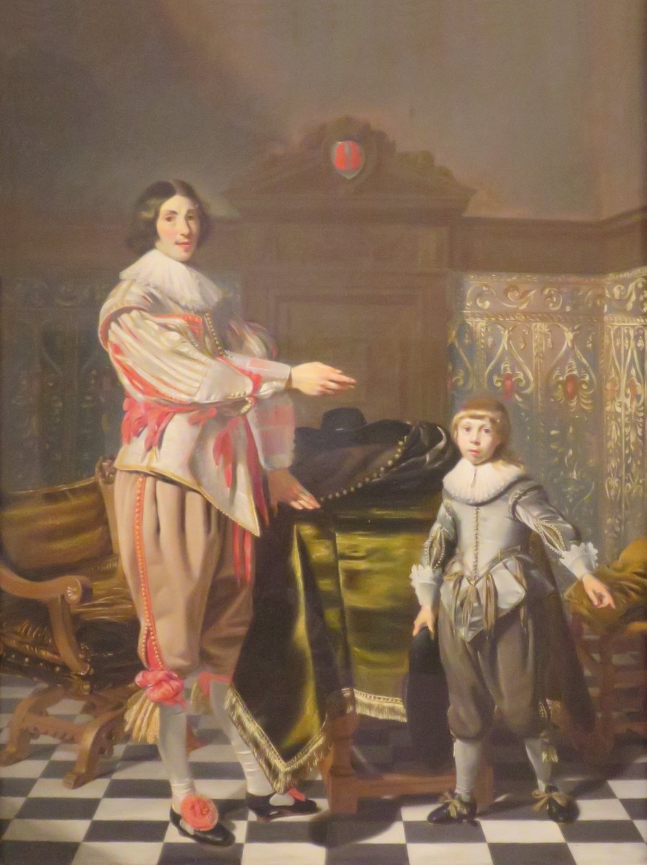 Portret van een vader en zijn zoon door Thomas de Keyser