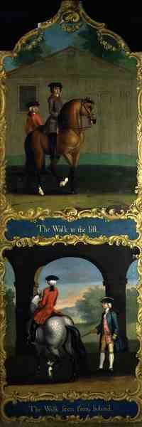 De wandeling naar de lift en de wandeling van achteren gezien door Thomas of Pall Mall (attr. to) Butler