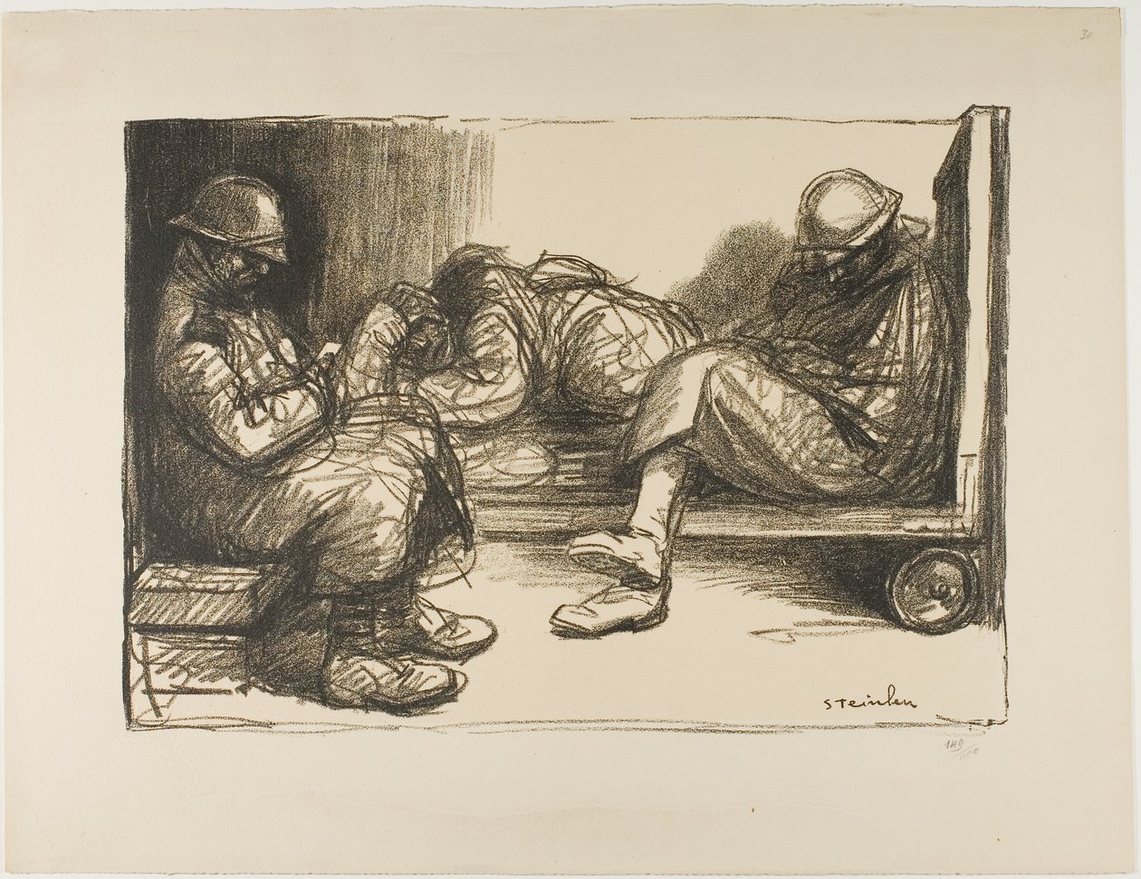 In de dug-out door Théophile Alexandre Pierre Steinlen