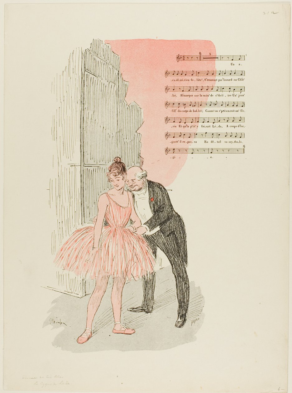 Leda en de zwaan door Théophile Alexandre Pierre Steinlen