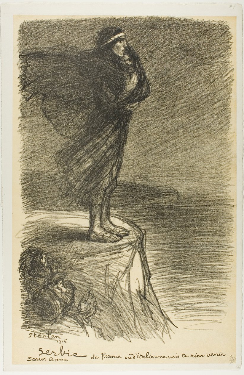 Servië: Zuster Anne, plaat twintig uit Actualités door Théophile Alexandre Pierre Steinlen