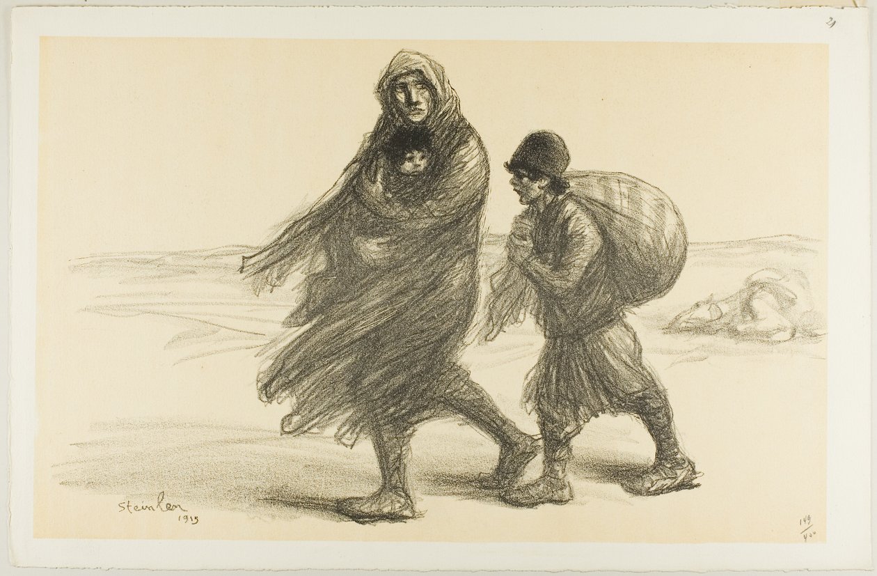 Servische exodus, plaat eenentwintig uit Actualités door Théophile Alexandre Pierre Steinlen