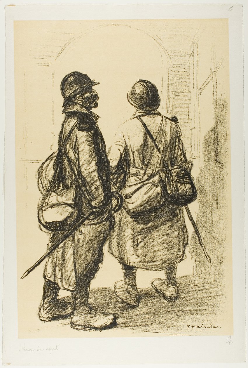 Het uur van vertrek, plaat zesentwintig uit Actualités door Théophile Alexandre Pierre Steinlen