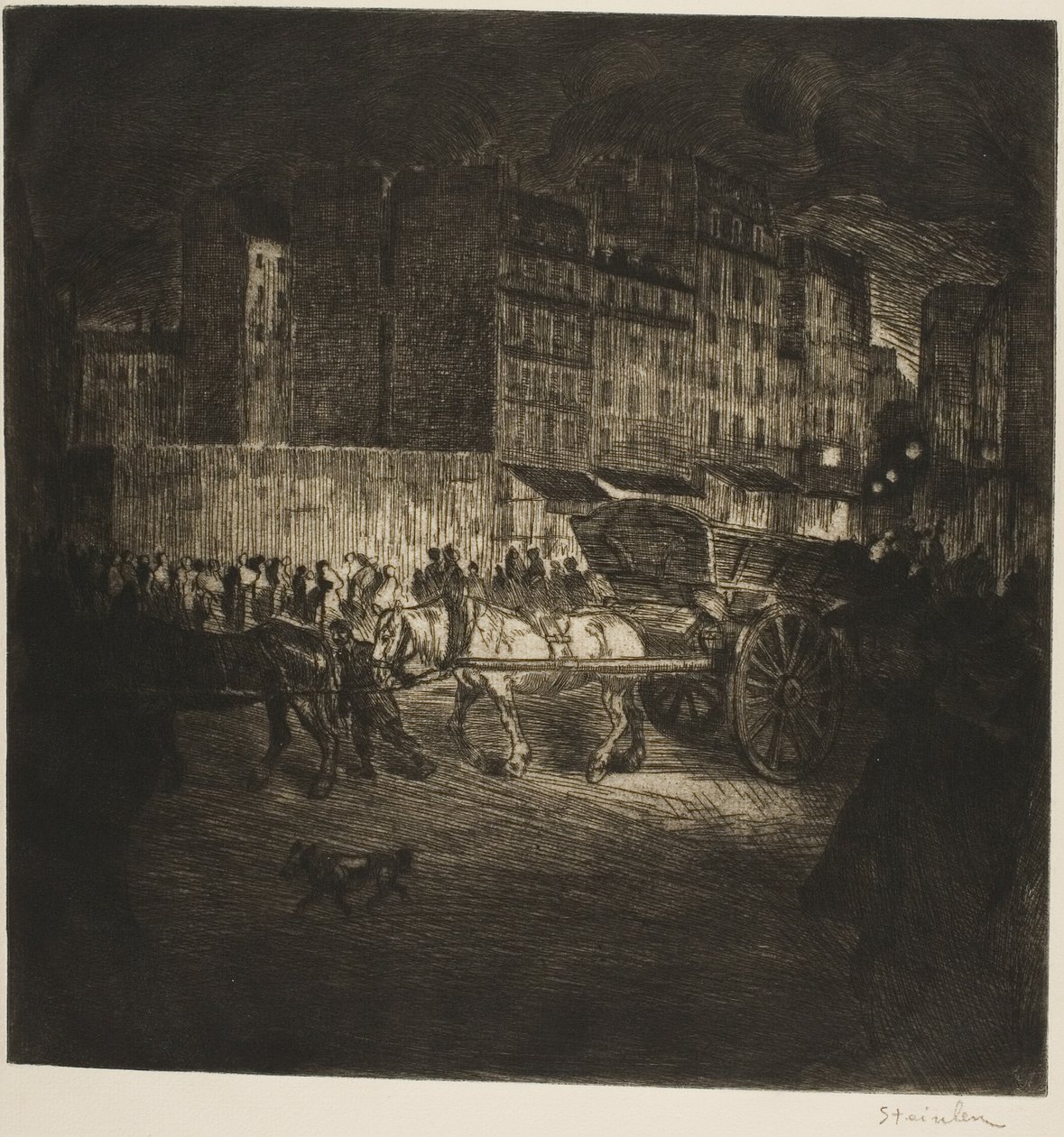 De vuilniswagen door Théophile Alexandre Pierre Steinlen