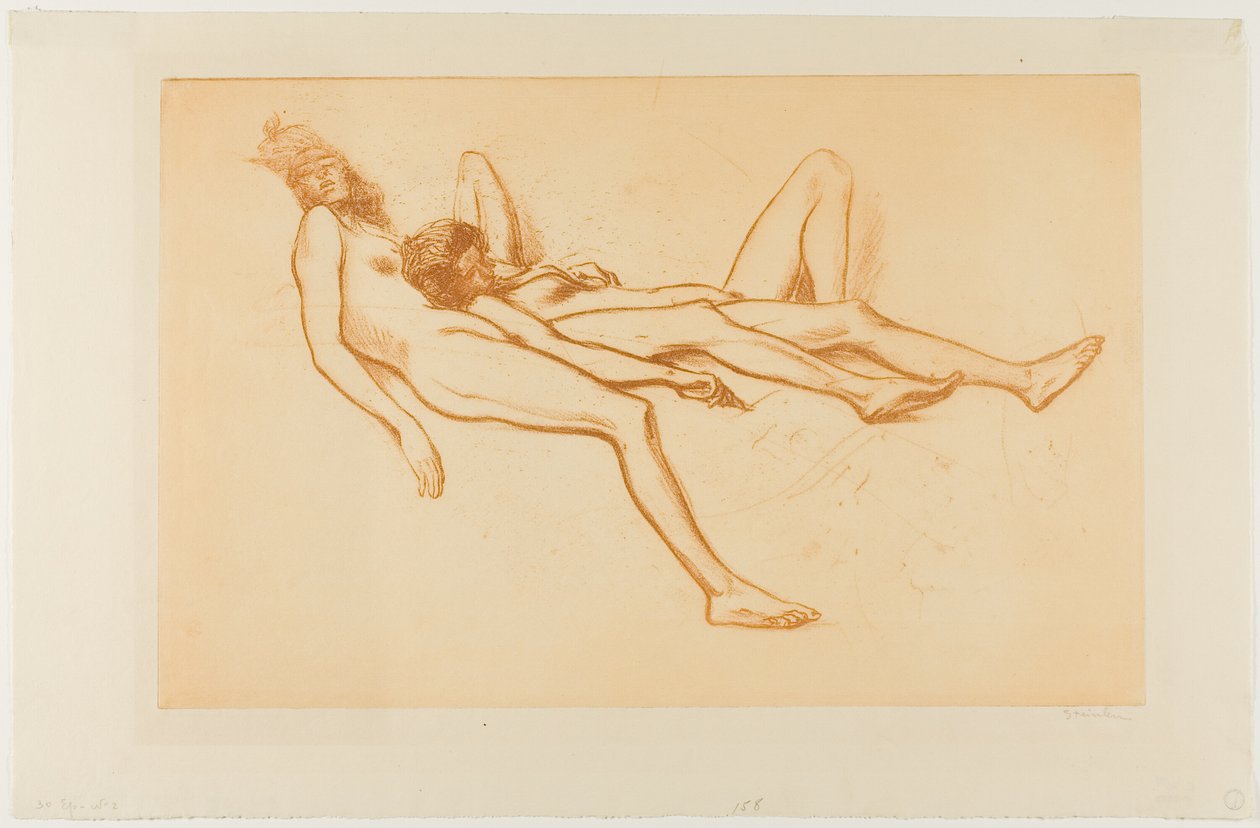 Twee naakte modellen door Théophile Alexandre Pierre Steinlen