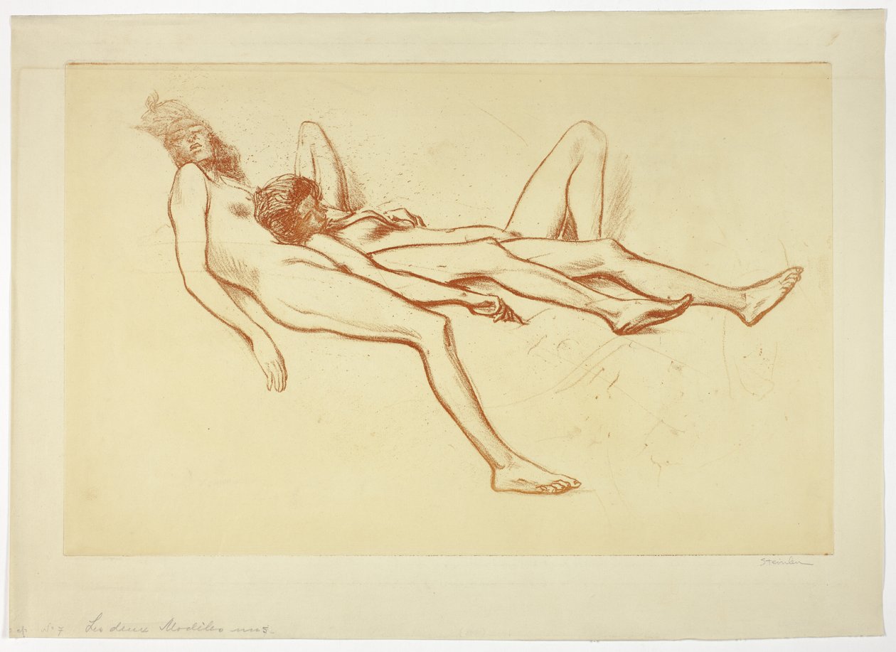 Twee naakte modellen door Théophile Alexandre Pierre Steinlen