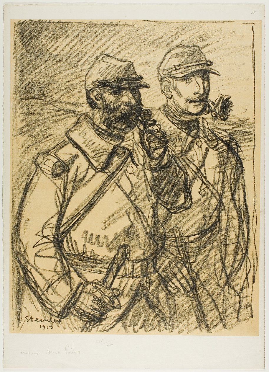 Twee soldaten door Théophile Alexandre Pierre Steinlen