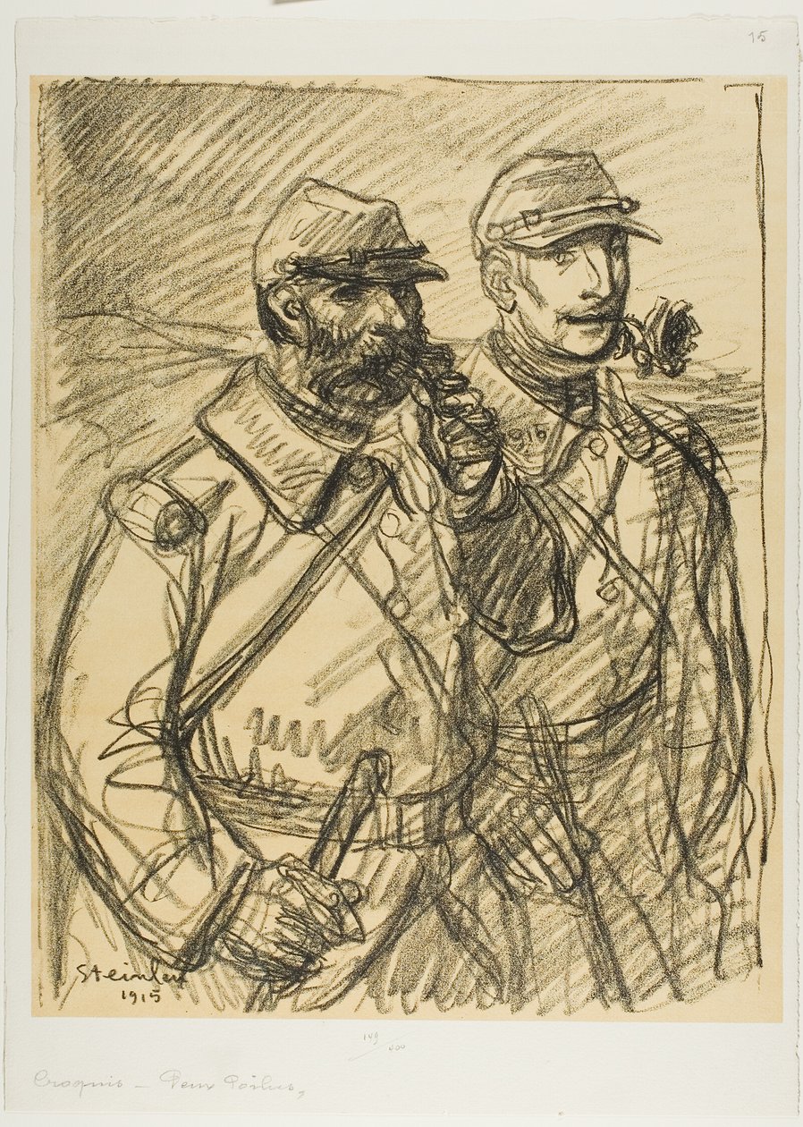 Twee soldaten door Théophile Alexandre Pierre Steinlen