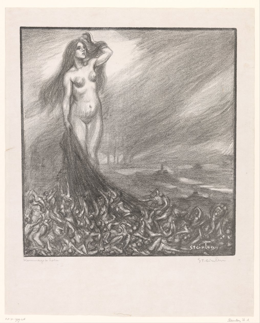 Eerbetoon aan Zola door Théophile Alexandre Steinlen (signed by artist)