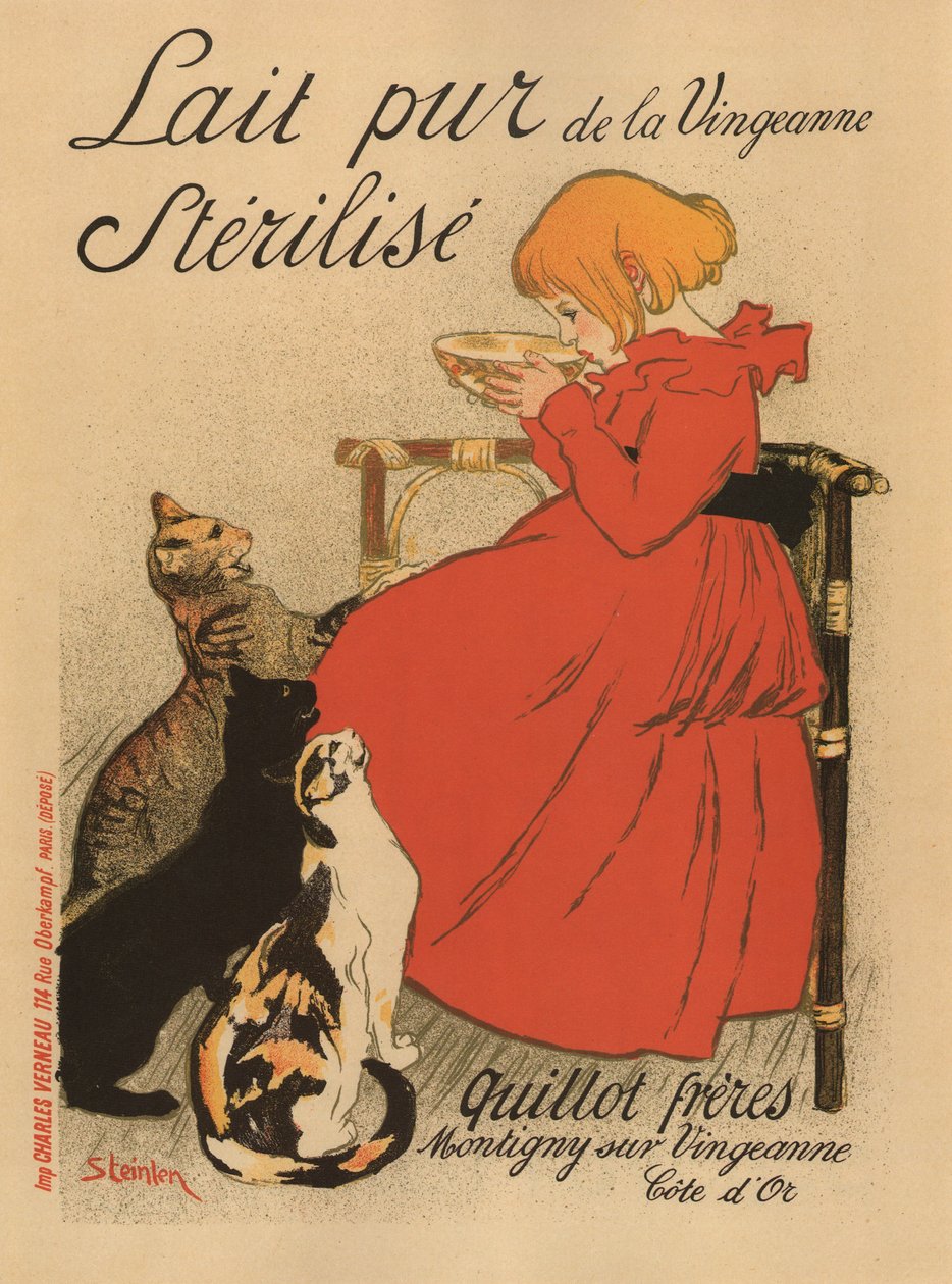 Lait pur stérilisé de la Vingeanne Poster, 1890s door Théophile Alexandre Steinlen