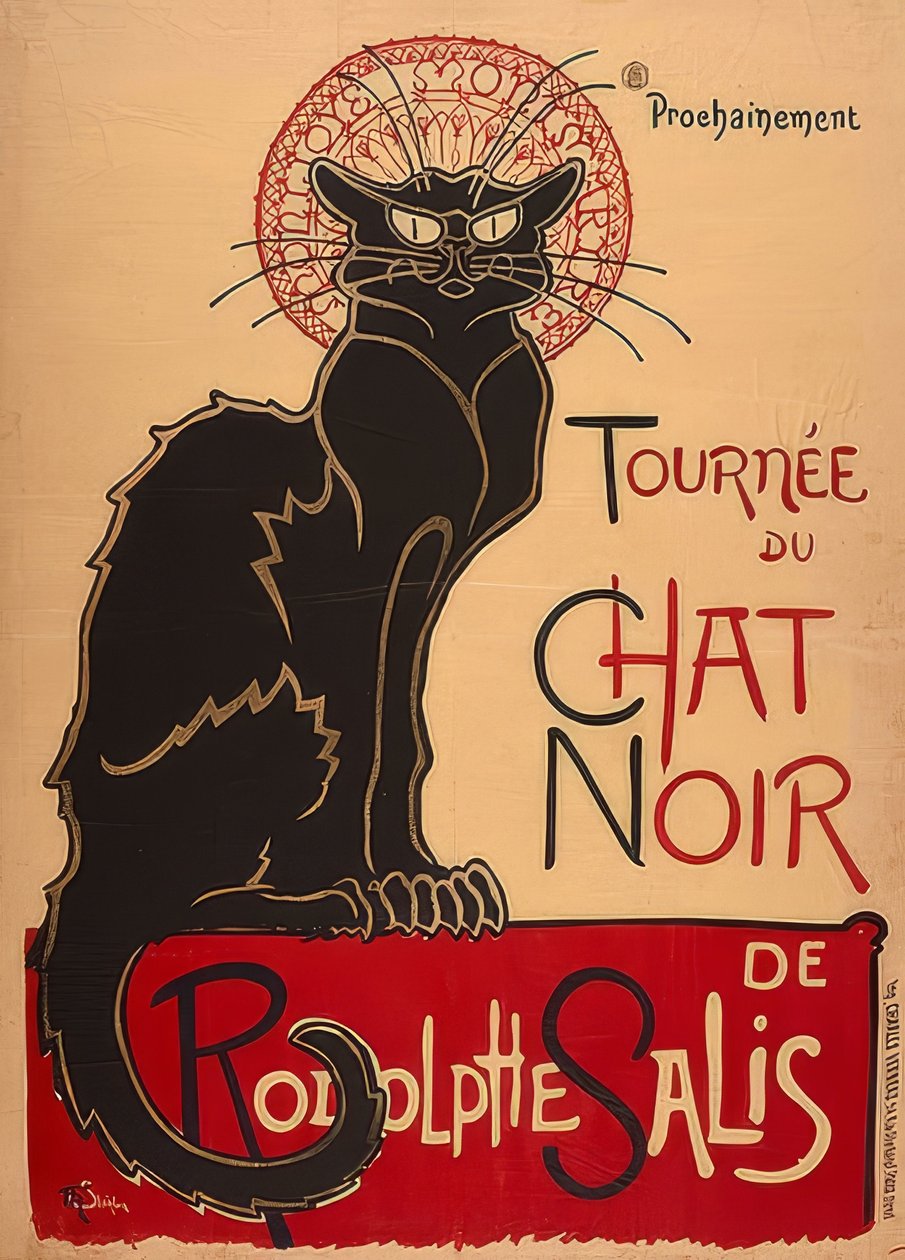Tournée du Chat Noir de Rodolphe Salis (1e versie). Frankrijk 1896 door Théophile Alexandre Steinlen