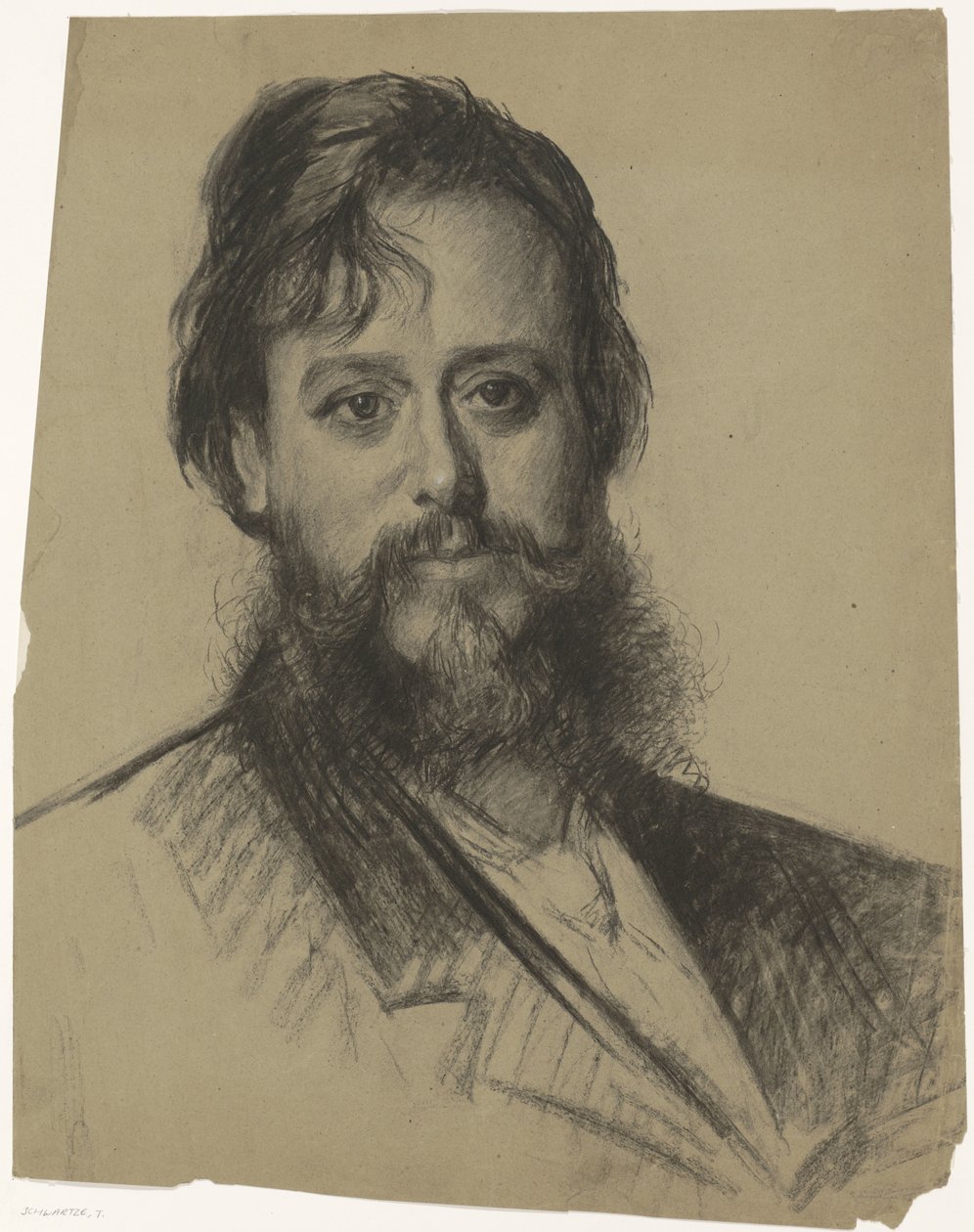 Portret van een man met baard, van voren door Thérèse Schwartze