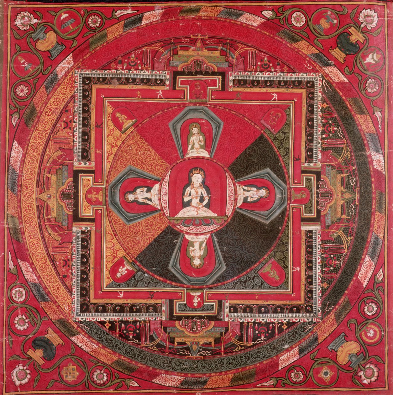 Thangka van een Vajrasattva Mandala door Tibetan School