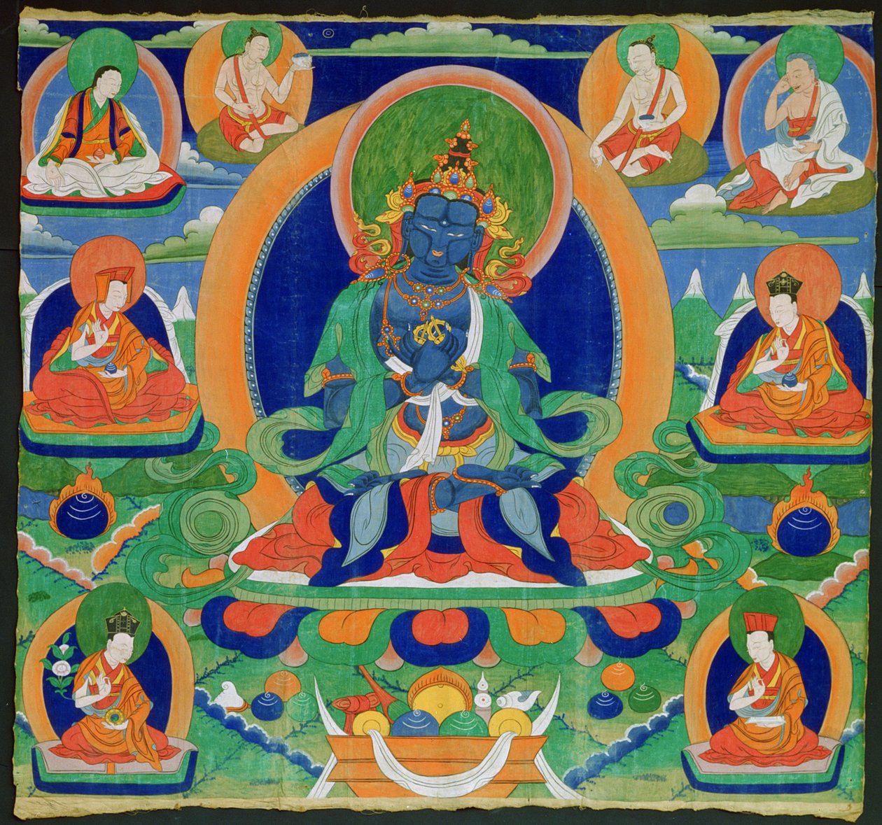 Thangka schilderij met de Adibuddha Vajradhara (Do rje chang), Tibetaans (tempera op calico) door Tibetan School