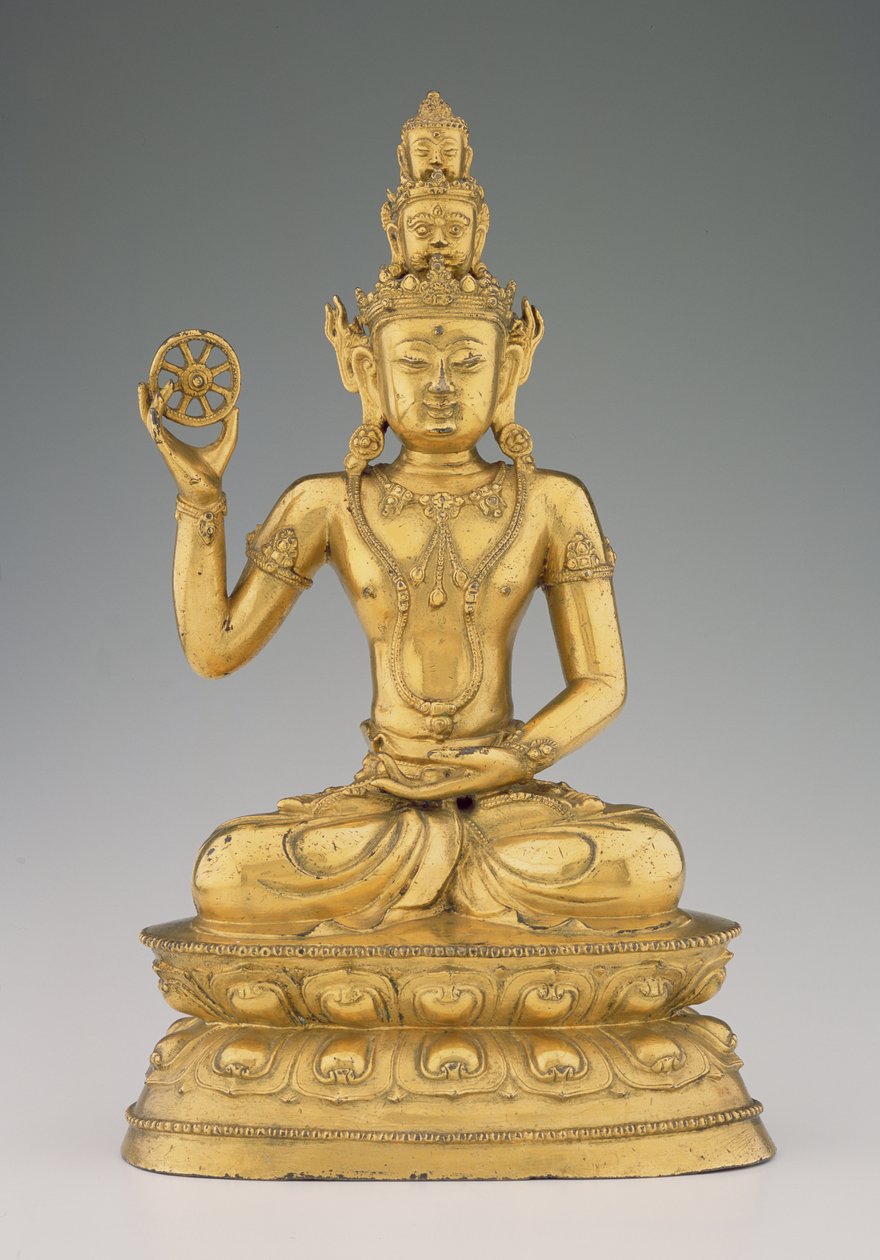 Vajrasattvadhatu Lokesvara (verguld koperlegering) door Tibetan School
