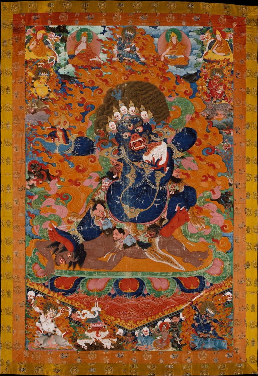 Yamantaka, Vernietiger van de God van de Dood, c.1700-30 door Tibetan School