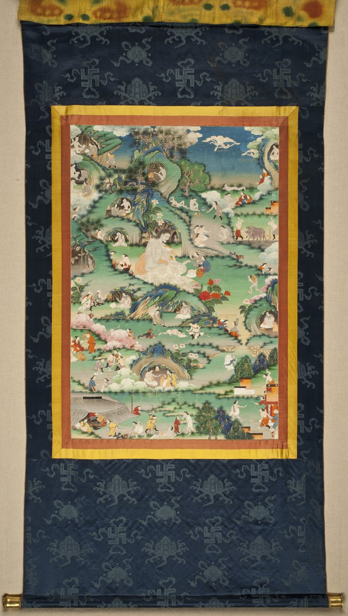Een scène uit het leven van Milarepa Thangka door Tibetan culture