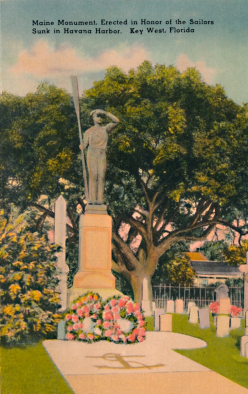 Maine monument, ter ere van zeelieden gezonken in de haven van Havana. Key West, Florida door Tichnor Brothers
