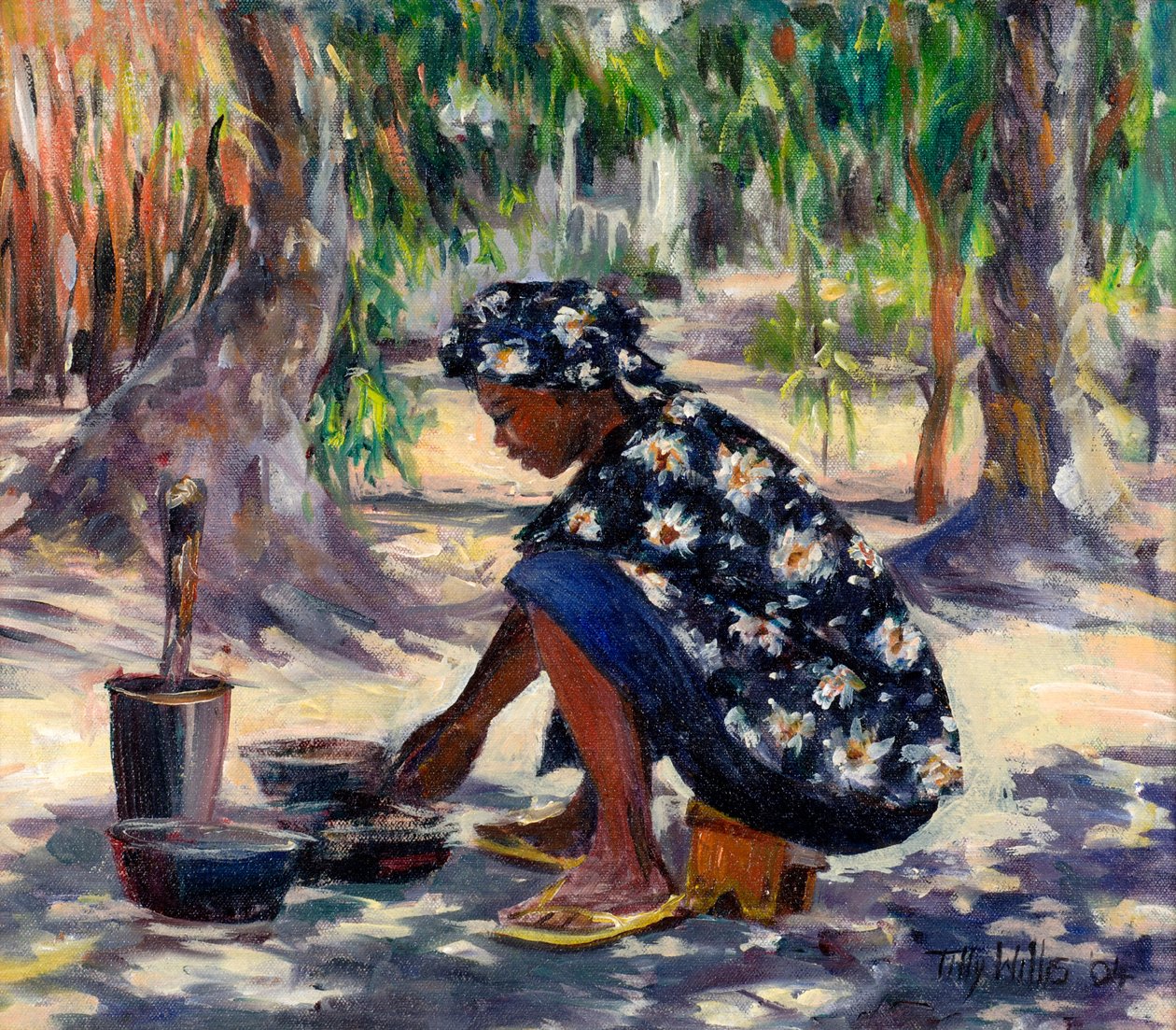 Vrouw aan het koken, 2004 door Tilly Willis