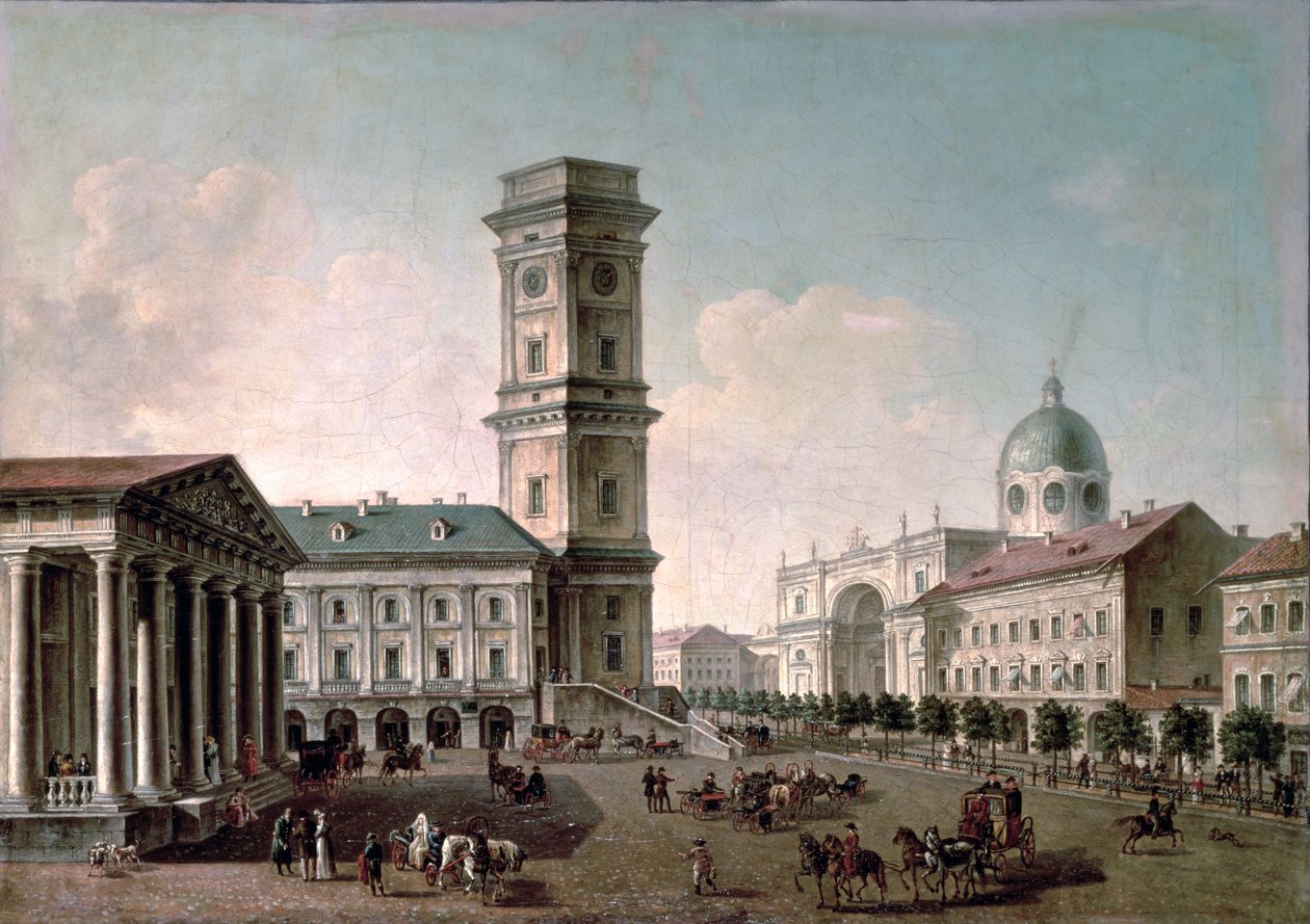 Uitzicht op Nevsky Prospekt, St. Petersburg, 1810-20 door Timofei Alexeyevich Vasiliev