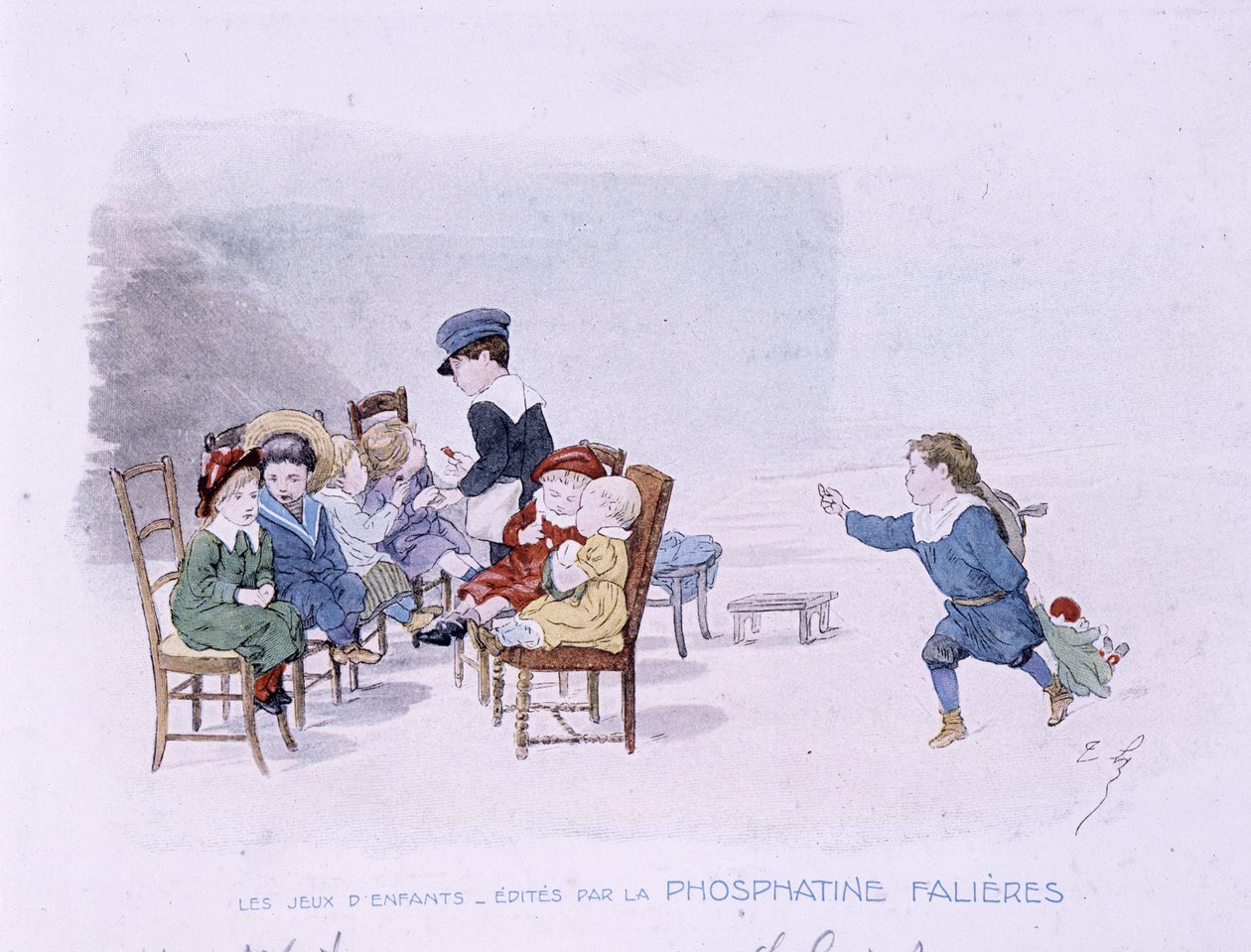 Kinderspelen: De school - tek. door Lobrichon, ed. door Phosphatine Falières, ca. 1920 door Timoleon Marie Lobrichon